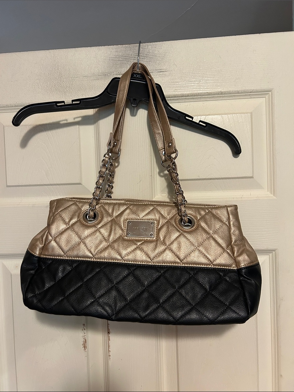 Nine West Quilted Two-Tone Shoulder Bag - Gold and Black